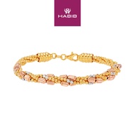 HABIB Oro Italia 916 Yellow White and Rose Gold Bangle GB93391124-TI (22K Gold)