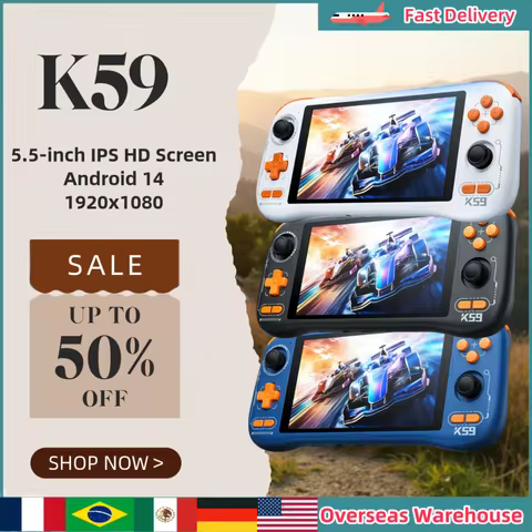 K59 Retro Handheld Game Console 5.5-inch IPS HD Screen Android14 Handheld Console Smooth Gameplay Ga
