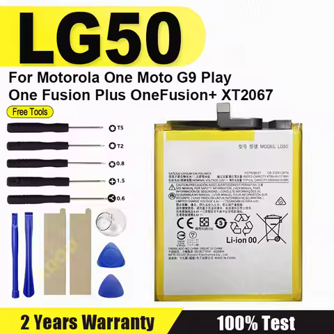 Brand-New LG50 5000mAh Battery For Motorola One Moto G9 Play / One Fusion Plus OneFusion+ XT2067 Pho