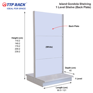 TTF Rack™ (ISLAND GONDOLA 1 LEVEL) Island Gondola Back Plate with BOTTOM ONLY