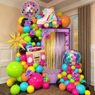 139 Pcs Roller Skate Balloon Set,80s 90s Disco Themed Party Decorations, Disco Ball Garland Arch Kit