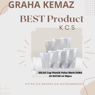 [ Graha Kemaz ] EURO 22 FLAT Plain Plastic Cups, 50 pcs