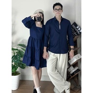 Navy blue babydoll couple outfit set, couple outfit set with lover