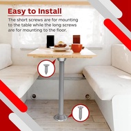 RV Table Base Aluminum Pedestal Table and Floor Mounting Base with 6 Mounting Holes and Screw Table