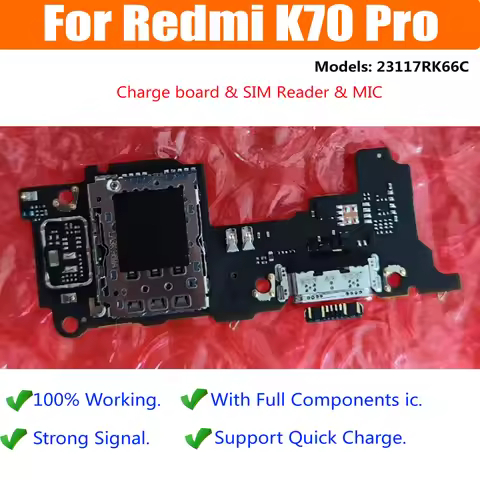 Original Fast Charging SIM Card Tray Slot Reader Board For Xiaomi Redmi K70 Pro K70Pro Microphone US