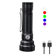 BORUiT ไฟฉาย LED ที่มีประสิทธิภาพพร้อมแหล่งกําเนิดแสง 5 สี Type-C ชาร์จ 18650 ไฟฉาย UV Light โคมไฟสํ