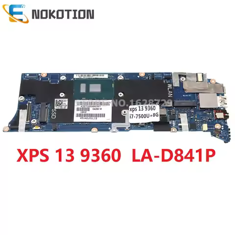 Nokotion caz00 la-d841p for dell xps 13 9360 CN-0t9vpc0t9vpc t9vpc laptop motherboard with sr2zu i5-