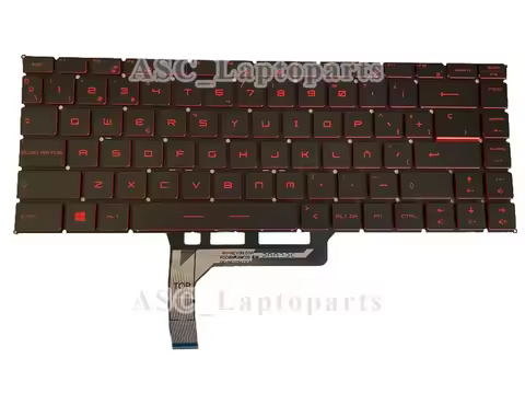 New Spanish Español Teclado Keyboard for MSI GF63 GF63 8RC GF63 8RD Laptop , with Red Printing, Red 