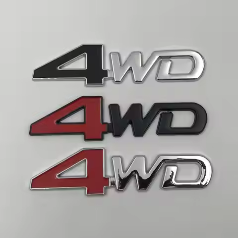 3D Metal Chrome Black Red Letters Logo 4WD Emblem Car Fender Badge Trunk Decal 4WD Stikcer Auto Acce