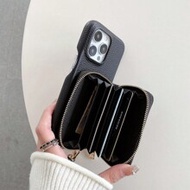 1pc Metal Chain Detachable Lanyard, Multifunctional Anti-Drop Solid Color Litchi Texture PU Leather 