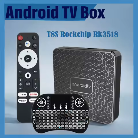 Global Version T8S Smart TVBox New Android 14 TV Box Rockchip Rk3518 Google Assistant Multimedia Pla