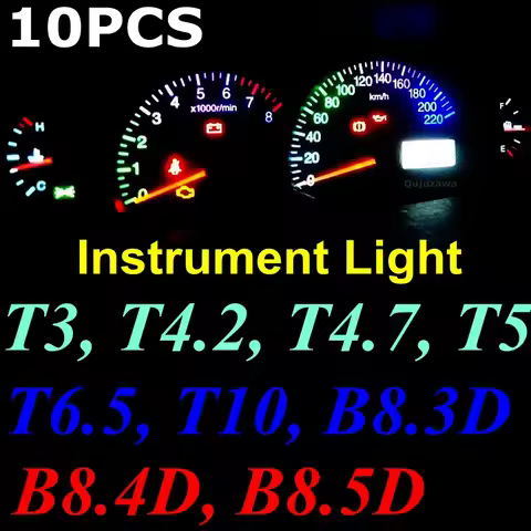 10Pcs T3 T4.2 T4.7 T5 B8.5D B8.4D B8.3D T10 W5W Led Bulb Wedge Auto Dashboard Instrument Cluster Lig