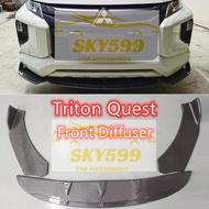 Mitsubishi Triton Quest Front Bumper Diffuser Lip Wrap Angle Splitters Black & Carbon