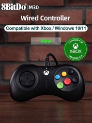 8bitdo Xbox有線控制器PC遊戲手柄M30獲得Xbox官方許可，適用於Xbox Series X/S，Xbox One和Windows 10 11，遊戲機配件增加撞擊器和扳機按鈕麥克風靜音左搖杆/ D-Pad開關，有線USB連接3.5毫米音頻插孔，1入黑色