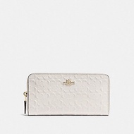 Coach wallet 54805 women leather long wallet Embossed pattern zip-WHITE