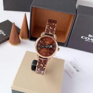 Chris 精品代購 COACH 寇馳 經典品牌LOGO 酒紅色手鐲手錶 原裝正品 美國代購