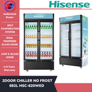 HISENSE [AUTHORISED DEAALER] 2DOOR CHILLER NO FROST 692L HSC-620WED-HISENSE WARRANTY MALAYSIA