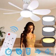 52cm & 20cm Socket Fan Ceiling Fan With Light, 6 Leaf Flower Fan Light, 40W 3-Speed Fan With Large R
