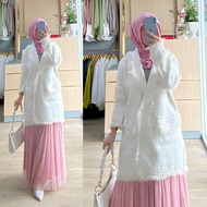 Andien Knitted Cardi / Tweed Blazer White / Premium Outer Korean Tweed Cardigan / Korean Cardi / Bla