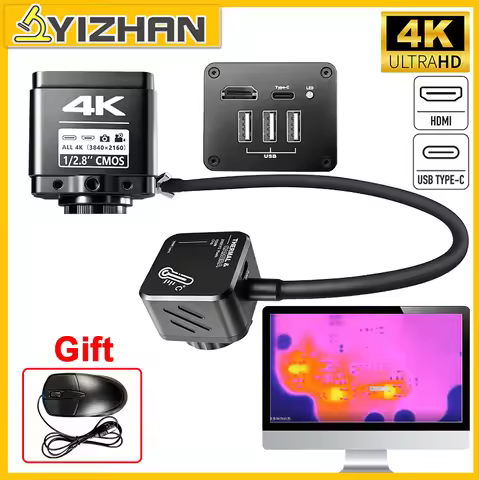YIZHAN 4K UHD Thermal Imaging Microscope Camera IMX415 Sensor HDMI Type-C Microscope Tool 2in1 Therm
