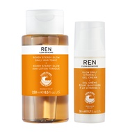 REN Clean Skincare Ready Steady Glow Daily AHA Tonic and Glow Daily Vitamin C Gel Cream Moisturizer 