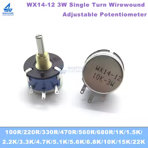 1PCS WX14-12 3W Wirewound Potentiometer Single Turn Adjustable Resistor 100R 470R 1K 2K2 10K 20K