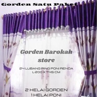 [SIAP KIRIM] GORDEN SATU PAKET HORDENG JENDELA RUANG TAMU MEWAH MOTIP BUNGA TULIP WARNA UNGU