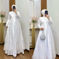 Nadira Dress Busui Bahan Organza Bordir Dengan Detai Payet Mote Gamis Pesta Baju Kondangan Mewah Ter