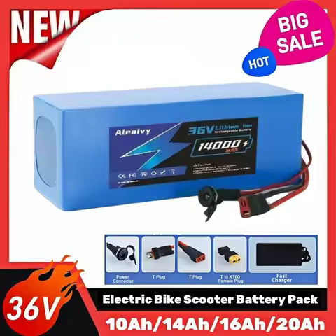 Aleaivy 36V 10S4P 10S6P 10Ah 12Ah 16Ah 20Ah 2000W Large Capacity 18650 Lithium Battery Pack with BMS