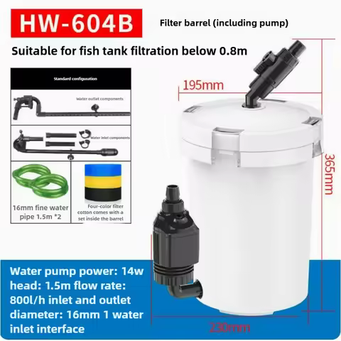 110V 220V SUNSUN EW/HW-604B 14W Silent Fish Tank External Filter Bucket Filter Set