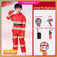 ◺ ♕ ۞ Fireman Costume for Kids Boy Firefighter Career Guidance Suit Children Cosplay Uniform Christ
