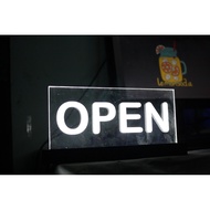 Open Acrylic Lamp 20 x 10cm - OPEN LED Acrylic Writing - Business Cafe Shop Opening Sign - LED Sign 