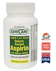 ⭐Ready Stocks⭐ Geri Care Aspirin 81mg 300 Enteric Coated Tablets, Prain Reliever (NSAID) Made in USA