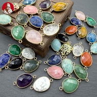 Double Hole Connector Crystal Oval Pendant Copper Edge Pendant