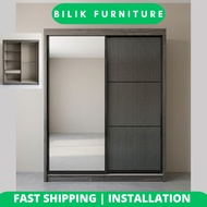 PRE ORDER Wardrobe |5ft x 6.5ft Wardrobe |Almari | Sliding Wardrobe|Half Mirror|Grey |White B140-45