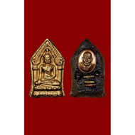 四色菊府 班詹佛寺 龙普闷 佛历2543年 玛哈颂帕塔纳版 颂珀 金面 小模 坤平佛牌  后面瓜子模自身牌·弎咖萨符管·宝石·袈裟·圣发