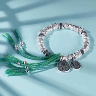 Lin Dasheng Jewelry Pure Silver 999.9 Green Plate Winding Bracelet Silver Bracelet Sterling Silver H