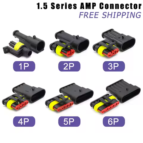 20/50/100 Sets 1.5 Series AMP Plug Connector Sensor Waterproof Male Female 1/2/3/4/5/6P Automotive C