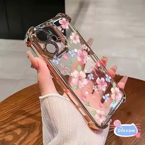 For Samsung Galaxy A07 A06 A26 A23 M56 M32 A22 A20S A13 A11 A71 A70 A73 Phone Case Peach Blossom Flo