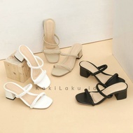 My Feet. Women's 5cm Basic Double Strap Braided Block Heels Sandals Size 35-41