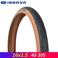 INNOVA 16x1.5 40-305 Bicycle Tire for Folding Bike 16inch BMX Small Wheel Half Bald Tire Brown Yello
