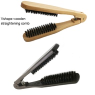 Salon Vshape Wooden Straightening Comb, Rebonding Brush Hair Comb