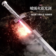 Long Quan Light Saber Toy Sword Spark Blade Colorful Streamer Glowing With Spark & Smoke Effect Cosp