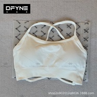[DFYNE] Cross Beautiful Back Bra High Elastic Peach Hip Shorts Suit Yoga Sports Women