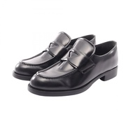 【二手】Prada 三角樂福鞋 DNC725 黑色真皮樂福鞋 女款 全新未使用
