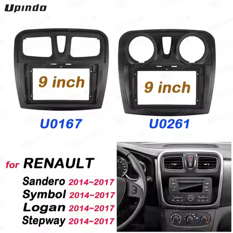 2 Din 9" Android Stereo Dash Kit For Renault Dacia Sandero Symbol Stepway Logan 2012 Fascia Panel Fr