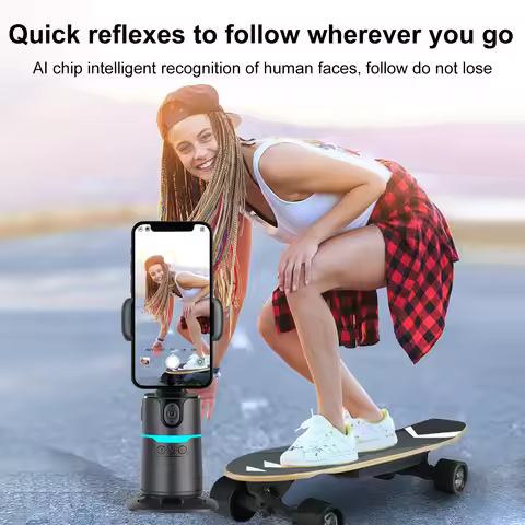 Auto Face Multifunctional Tracking 360° Rotation Auto Tracking Selfie Stick Multi-color Fill Light F