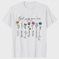 God Says You Are Unique Print Women T Shirt Tops Gospel Music Fashion Streetwear Tops Religion Faith