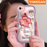 YIWESAN เคสสำหรับ OPPO F5 F5พลัส F5 F7 3D น่ารักดอกไม้สีชมพูกับกระต่ายขอบคลื่นคอลอร์เคสเคสมือถือกันก