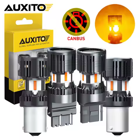 AUXITO 2Pcs Canbus BAU15S 1156 LED Bulb Amber Yellow Amber Yellow T20 7440 BA15S W21W 3157 3156 LED 